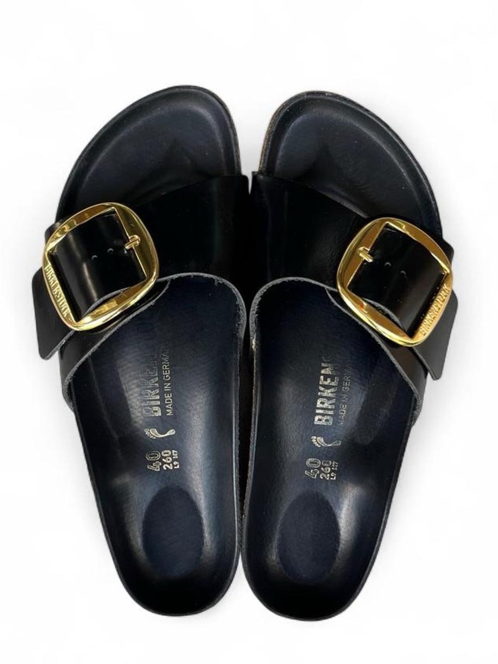 Birkenstock Madrid Big Buckle High Shine Black Sandals EU 40 US Women’s 9 Narrow
